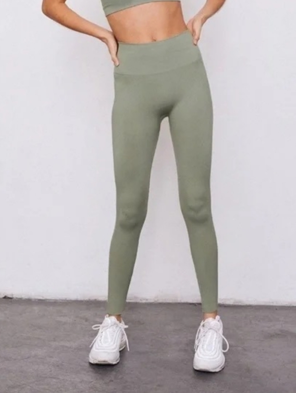 SET Active Sage Green/Olive Seamless High-rise Leggings